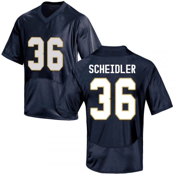 Eddie Scheidler Notre Dame Fighting Irish NCAA Youth #36 Navy Blue Game College Stitched Football Jersey OME6855BM